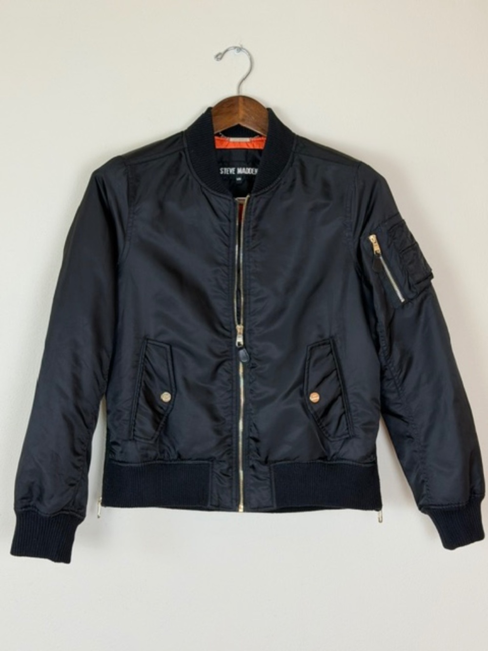 Steve Madden Side Zip Bomber Jacket Black Women's Medium Grunge